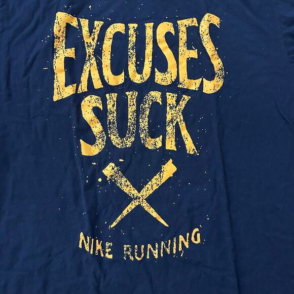 Nike Running Navy "Excuses Suck" Short Sleeve Graphic Nike Tee- 2XL - Picture 3 of 7